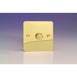 FFVP1M1 [WFV1 + MFP1M1] Varilight Special Series 1 Gang Dimmer for Multiple HF Dimmable Ballasts and LED Drivers 1-10V DC Input, 6 Amp Max Ultra Flat Polished Brass Coated
