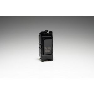 G201DB.WD Varilight 1 Way 20 Amp PowerGrid Double Pole Switch Black Engraved with 'Warming Drawer' for Varilight PowerGrid plates (1 Grid Space)