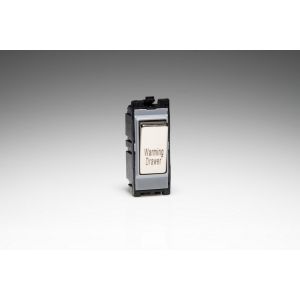 G201DS.WD Varilight 1 Way 20 Amp PowerGrid Double Pole Switch Brushed Steel Engraved with 'Warming Drawer' for Varilight PowerGrid plates (1 Grid Space)