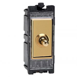 GT200PV Varilight 1-Way 20 Amp RetractiveToggle Switch PowerGrid Single Pole Polished Brass for Varilight PowerGrid plates (1 Grid Space)