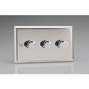 HC33 [WCD3 + 3x MTP402] Varilight V-Dim Series 3 Gang 60-400 Watt Dimmer Classic Polished Chrome Coated