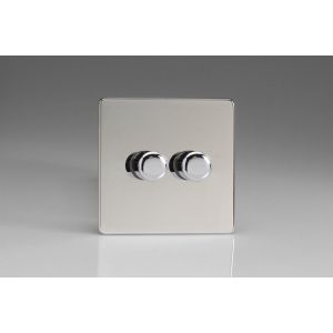 HDC4S [WDC2S + 2x MTP250] Varilight V-Dim Series 2 Gang 40-250 Watt Dimmer Screwless Polished Chrome Coated