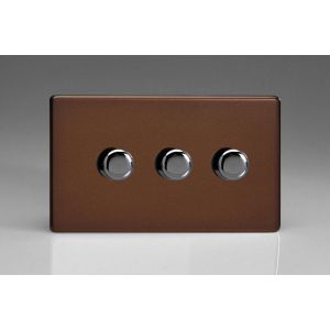 HDM33S [WDMD3S + 3x MTP402] Varilight V-Dim Series 3 Gang 60-400 Watt Dimmer Screwless Mocha Effect Finish