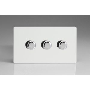HDQ33S [WDQD3S + 3x MTP402] Varilight V-Dim Series 3 Gang 60-400 Watt Dimmer Screwless Premium White Plastic