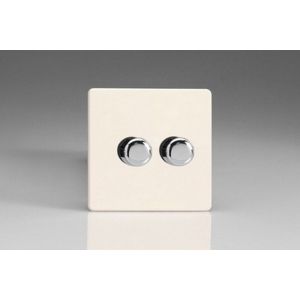 HDY2S.PD [WDY2S.PD + 2x MTR250] Varilight V-Dim Series 2 Gang, 1 Way Only, 40-250 Watt Dimmer Screwless Primed and Ready to Paint