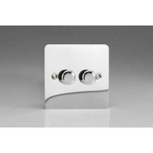 HFC2 [WFC2 + 2x MTR250] Varilight V-Dim Series 2 Gang, 1 Way Only, 40-250 Watt Dimmer Ultra Flat Polished Chrome Coated