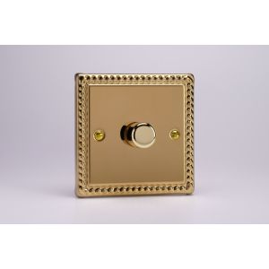 HG1 Varilight V-Dim Series 1 Gang 1-Way Only, 60-400 Watt Dimmer Georgian Polished Brass Coated