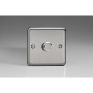 HS3 [WS1 + MTP402] Varilight V-Dim Series 1 Gang 60-400 Watt Dimmer Classic Matt Chrome Finish (Brushed Steel Effect)