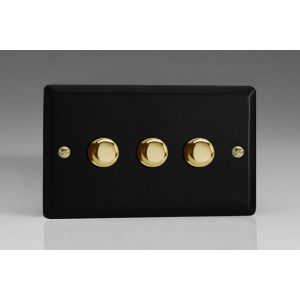 HY33V.MB [WYD3V.MB + 3x MTP402] Varilight V-Dim Series 3 Gang 60-400 Watt Dimmer Vogue Matt Black Effect Finish