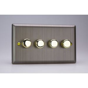 HY44.AB Varilight V-Dim Series 4 Gang 40-250 Watt Dimmer Urban Antique (Brushed) Brass Effect