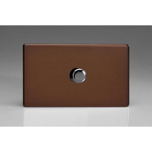 IDMDP1001S [WDMD1S + MIP1000] Varilight V-Plus Series 1 Gang 200-1000 Watt/VA Dimmer Screwless Mocha Effect Finish On a Double Plate