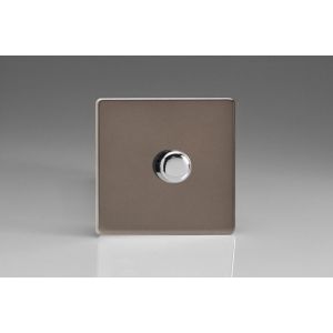 IDRP1001S [WDR1S + MIP1000] Varilight V-Plus Series 1 Gang 200-1000 Watt/VA Dimmer Screwless Pewter Effect Finish