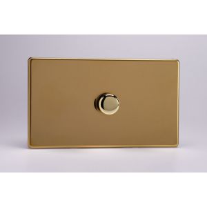 IDVDP1001S [WDVD1S + MIP1000] Varilight V-Plus Series 1 Gang 200-1000 Watt/VA Dimmer Screwless Polished Brass Coated On a Double Plate