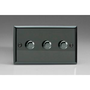 IIDP303 Varilight V-Plus Series 3 Gang 40-300 Watt/VA Dimmer Iridium Black (Gloss) Effect Finish