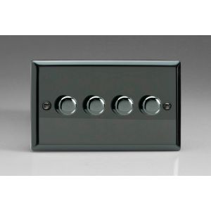 IIDP304 Varilight V-Plus Series 4 Gang 40-300 Watt/VA Dimmer Iridium Black (Gloss) Effect Finish