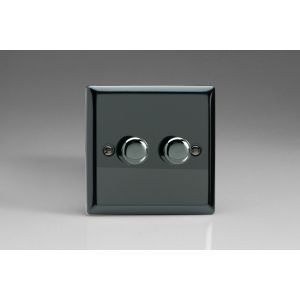 IIP302 Varilight V-Plus Series 2 Gang 40-300 Watt/VA  Dimmer Iridium Black (Gloss) Effect Finish