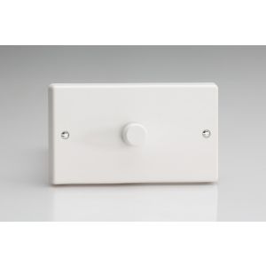 IQDP1001W [WQD1W + MIP1000] Varilight V-Plus Series 1 Gang 200-1000 Watt/VA Dimmer Classic White Dimmer, With White Knob On a Double Plate