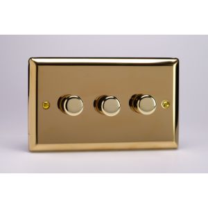 IVDP303 [WVD3 + 3x MIP302] Varilight V-Plus Series 3 Gang 40-300 Watt/VA Dimmer Classic Victorian Polished Brass Coated