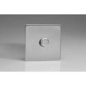 JESP121S Varilight Euro Fixed Range V-Pro Series 1 Gang 0-120 Watt Trailing Edge Dimmer for LEDs European Screwless Brushed Steel Finish