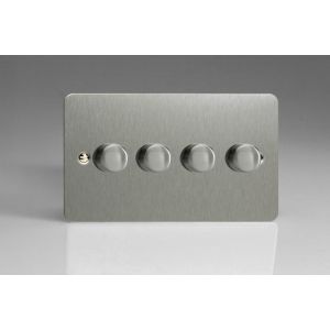 JFSDS4 [WFSD4 + 4x MJS] Varilight V-Pro Smart Series 4 Gang Companion Controller (For Both Supla WiFi and Non-WiFi) use only with a Smart Master to create Multi-Way Dimming, Ultra Flat Brushed Stainless Steel
