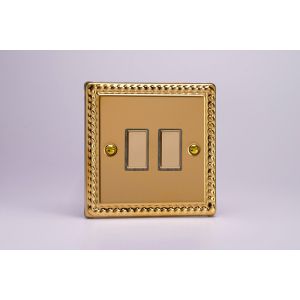 JGES002 Varilight V-Pro Multi Point Tactile Touch Supplementary Controller (MP Supplementary Controller) Series 2 Gang Unit for use with V-Pro Multi Point Remote Master Dimmers Georgian Polished Brass Coated