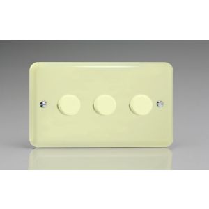 JYDM103.WC [WYD3.WC + 3x MJM100] Varilight V-Pro Smart Series Master Dimmer (non WIFI) 3 Gang 0-120W Trailing Edge LED Lily White Chocolate