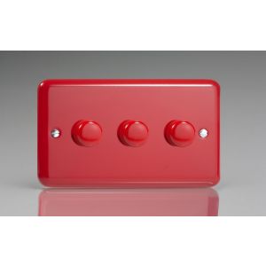 JYDP303.PR [WYD3.PR + 3x MJP120] Varilight V-Pro Series 3 Gang 0-120W Trailing Edge LED Dimmer Lily Pillar Box Red