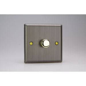 JYS1.AB Varilight V-Pro Smart Series 1 Gang Companion Controller (For Both Supla WiFi and Non-WiFi) use only with a Smart Master to create Multi-Way Dimming, Urban Antique (Brushed) Brass Effect