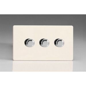 KDYDP183S.PD [WDYD3S.PD + 3x MKP180] Varilight V-Com Series 3 Gang 15-180 Watt Leading Edge LED Dimmer Screwless Primed and Ready to Paint
