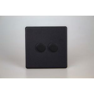 TEYP252S.MB Varilight Euro Fixed Range Thermal Series 2 gang 40-250 Watt Dimmer European Screwless Matt Black Effect Finish