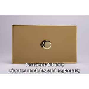 WDVD1S Varilight Matrix 1-Gang Double Plate Unpopulated Dimmer Kit. Screwless Polished Brass Coated