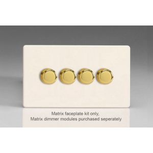 WDYD4VS.PD Varilight Matrix 4-Gang Double Plate Unpopulated Dimmer Kit. Screwless Primed and Ready to Paint With Brass Knobs