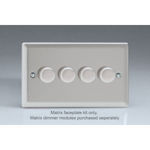 WND4 Varilight Matrix 4-Gang Double Plate Unpopulated Dimmer Kit. Classic Satin Chrome Effect Finish