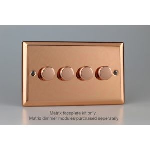 WYD4.CU Varilight Matrix 4-Gang Double Plate Unpopulated Dimmer Kit. Urban Polished Copper Coated