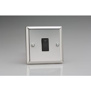 XC20NB Varilight 1 Gang 20 Amp Double Pole Switch with Neon Classic Polished Chrome Coated with Black Switch