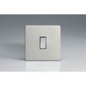 XDN20DS Varilight 1 Gang 20 Amp Double Pole Switch Screwless Satin Chrome Effect Finish With Polished Chrome Switch