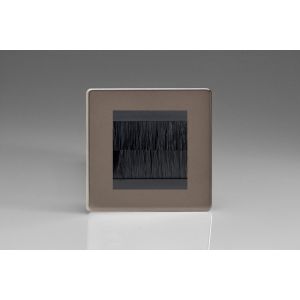 XDRGBRSBS [XDRG2S + DBRSB] Varilight 2 Gang Black Data Brush Outlet Screwless Pewter Effect Finish