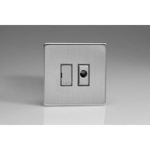 XDS6UFODS Varilight 1 Gang 13 Amp Unswitched Fused Spur with Flex Outlet Screwless Brushed Stainless Steel With Brushed Steel Fuse Cover and Flex Outlet