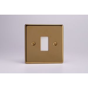 XDVPG1 [PLUS PGRID1 SUBSTRATE] Varilight 1 Gang Power Grid Faceplate Including Power Grid Frame Dimension Polished Brass Coated