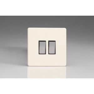 XDYBP2S.PD Varilight 2 Gang 10 Amp Push-to-make, Bell Push, Retractive Switch Screwless Primed and Ready to Paint With Polished Chrome Switches