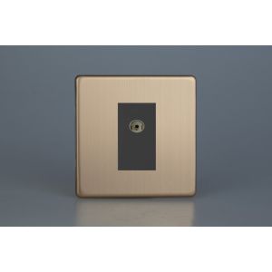 XDYG8ISOBS.BC [XDYG1S.BC + D8ISOB] Varilight 1 Gang Black Isolated Co-axial TV Socket Urban Screwless Brushed Copper Finish