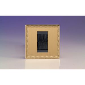 XDYGBRHBS.JB [XDYG1S.JB + DBRHB] Varilight 1 Gang Black Data Brush Outlet Screwless Jubilee Beaded Brushed Brass Effect Finish