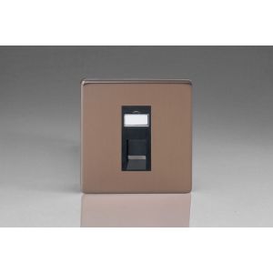 XDYGRJ45BS.BZ [XDYG1S.BZ + DRJ45B] Varilight 1 Gang Black Cat5e Networking Socket Urban Screwless Brushed Bronze Effect Finish
