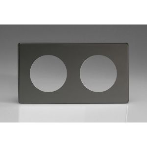 XEIG2S Varilight European VariGrid Double faceplate with a 2 hole cut-out in Iridium Black