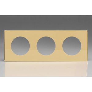 XEVG3S Varilight European VariGrid Triple faceplate with a 3 hole cut-out in Polished Brass