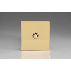 XEVP1S Varilight Euro Fixed Range 1 Gang 6 Amp Push-on Push-off Impulse Switch European Screwless Polished Brass Effect Finish