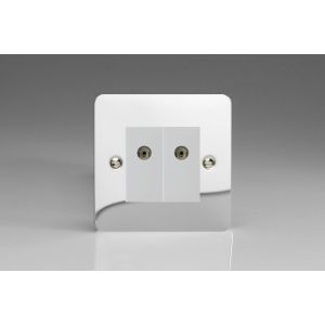XFCG88W [XFCG2 + 2x D8W] Varilight 2 Gang White Co-axial TV Socket Ultra Flat Polished Chrome Coated
