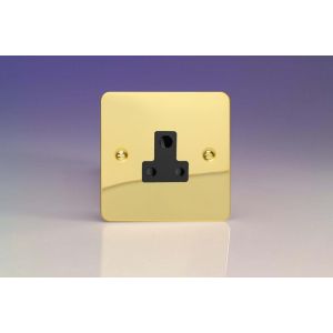 XFVRP5AB Varilight 1 Gang 5 Amp Black Round Pin Socket 0-1150 Watts Ultra Flat Polished Brass Coated With Black Socket