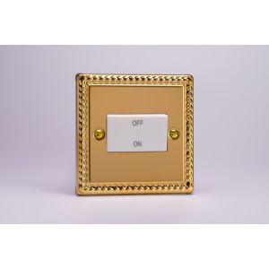 XGFIW Varilight Fan Isolating 10 Amp Triple Pole Switch Classic Georgian Polished Brass Coated with White Switch