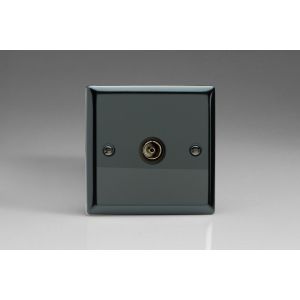 XI8ISOB Varilight 1 Gang Black Isolated Co-axial TV Socket Classic Iridium Black (Gloss) Effect Finish
